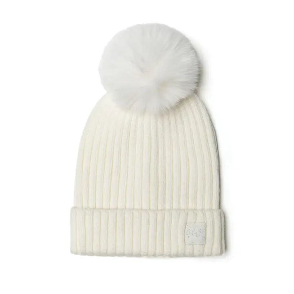 Une image pour le produit Bonnet Côtelé avec Pompon Blanc