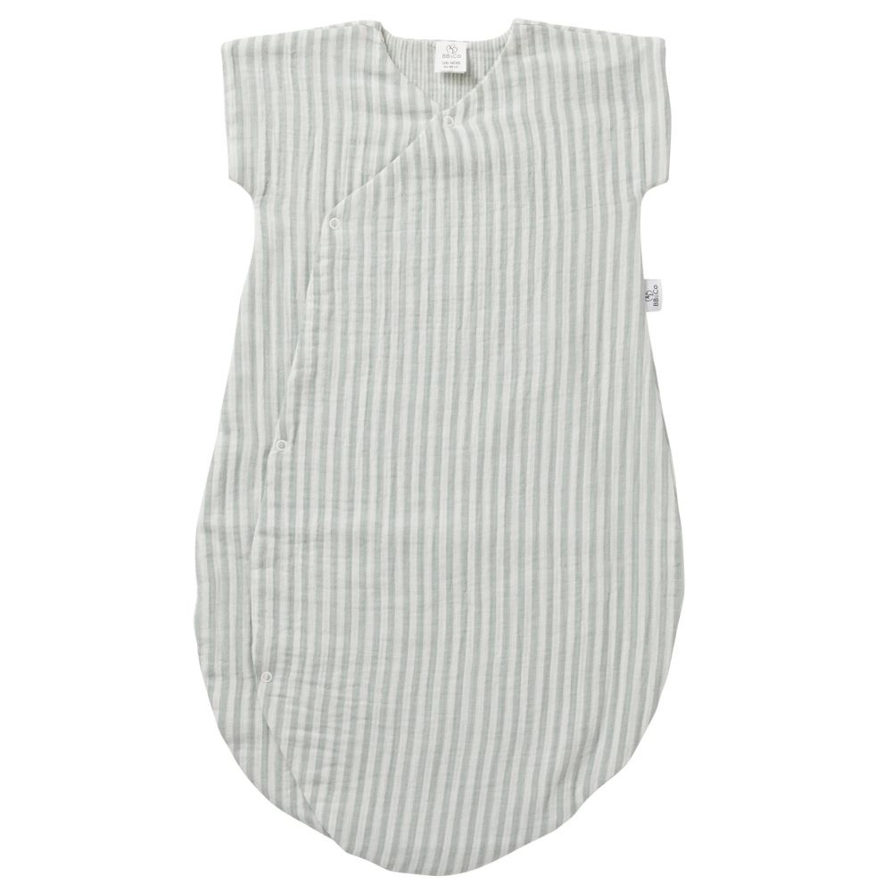 Une image pour le produit Gigoteuse d’Eté Kimono 0/6M Rayé Vert de Gris  Soft Stripes