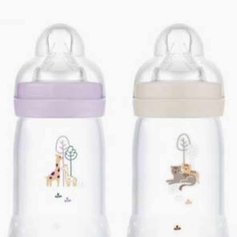 Une image pour le produit MAM Lot de 2 Biberons Anti-Colique 320ml Sable + Lilas