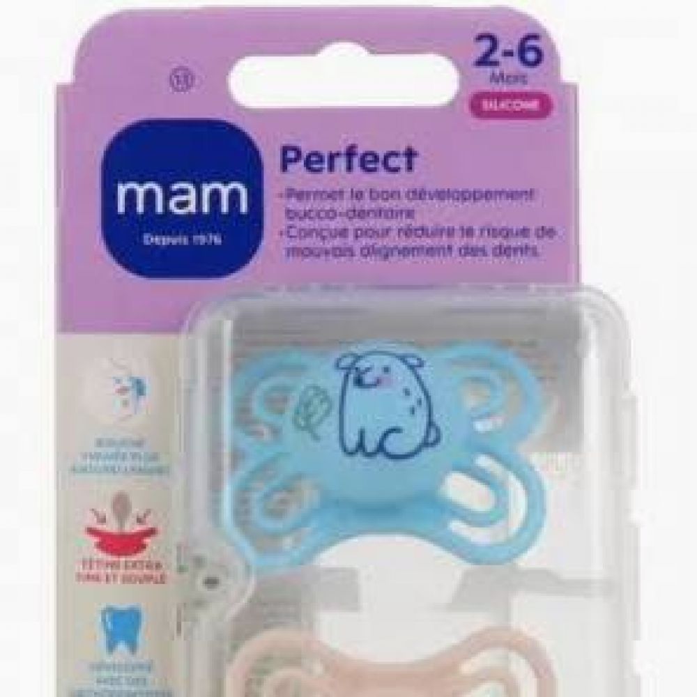 Une image pour le produit MAM Sucette Perfect  2-6  mois Décoré Stériliser x2