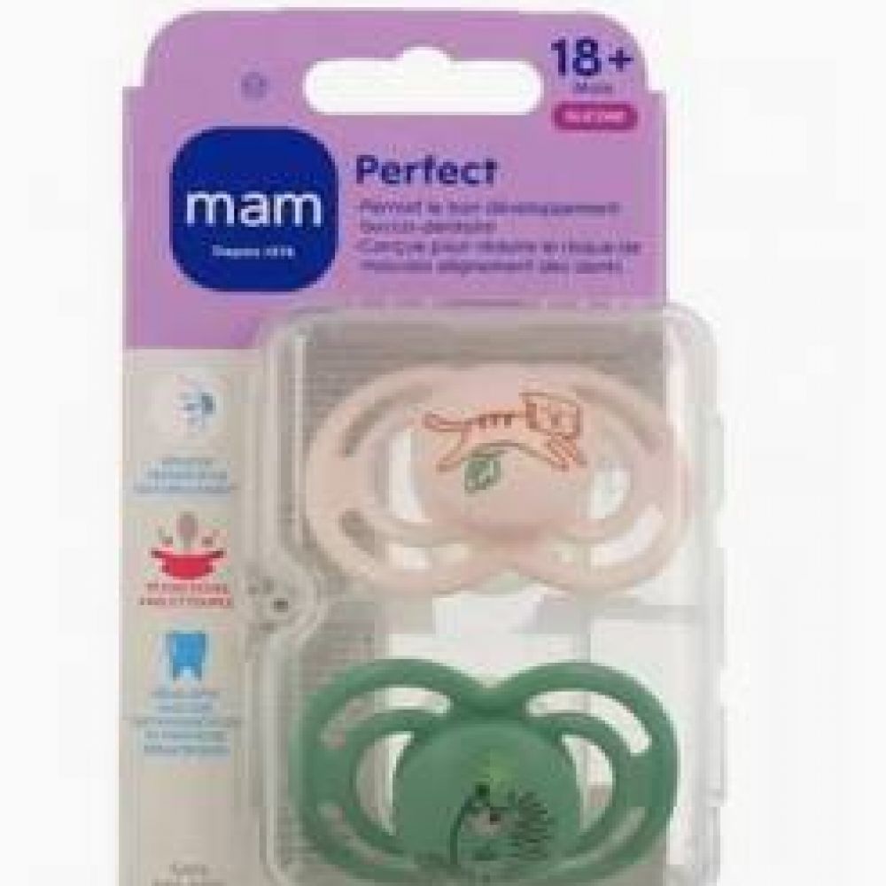 Une image pour le produit MAM Sucette Perfect 18 + mois Animaux Stériliser x2