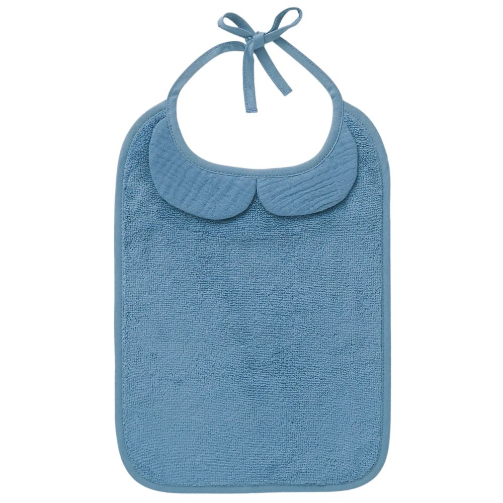 Une image pour le produit Grand Bavoir Bambou et Gaze de Coton bleue