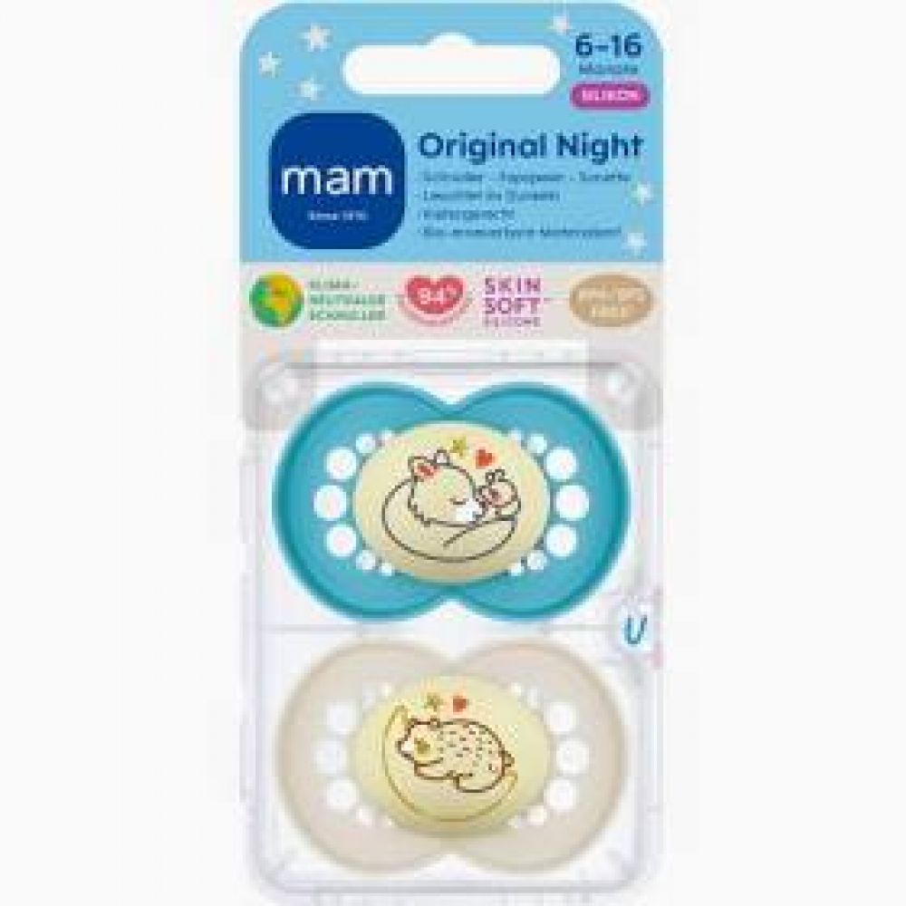 Une image pour le produit  MAM Sucette Original Nuit 6+ Mois Nature 