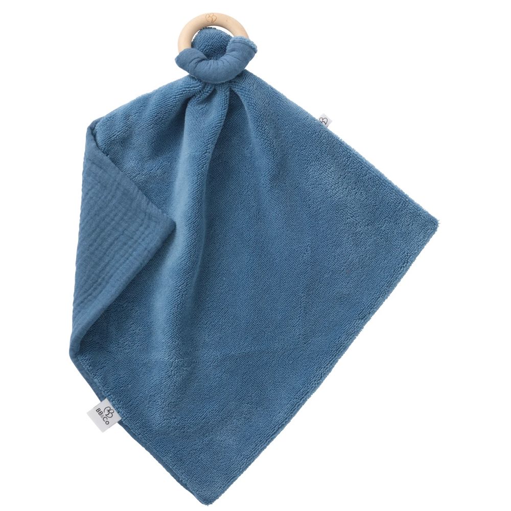 Une image pour le produit Doudou Bi-Matière avec Anneau Dentition bleue
