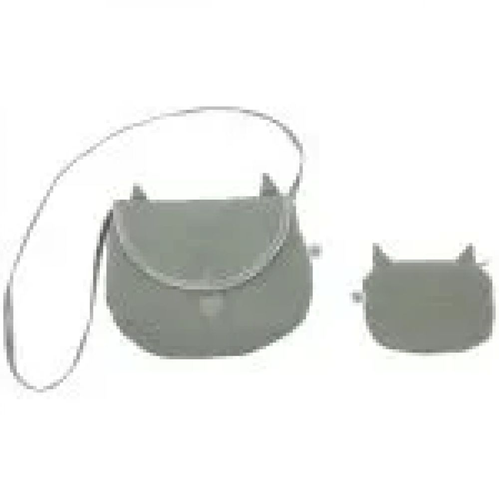 Une image pour le produit Sac Bandoulière + Porte-Monnaie Chat Gaze de Coton Vert de Gris