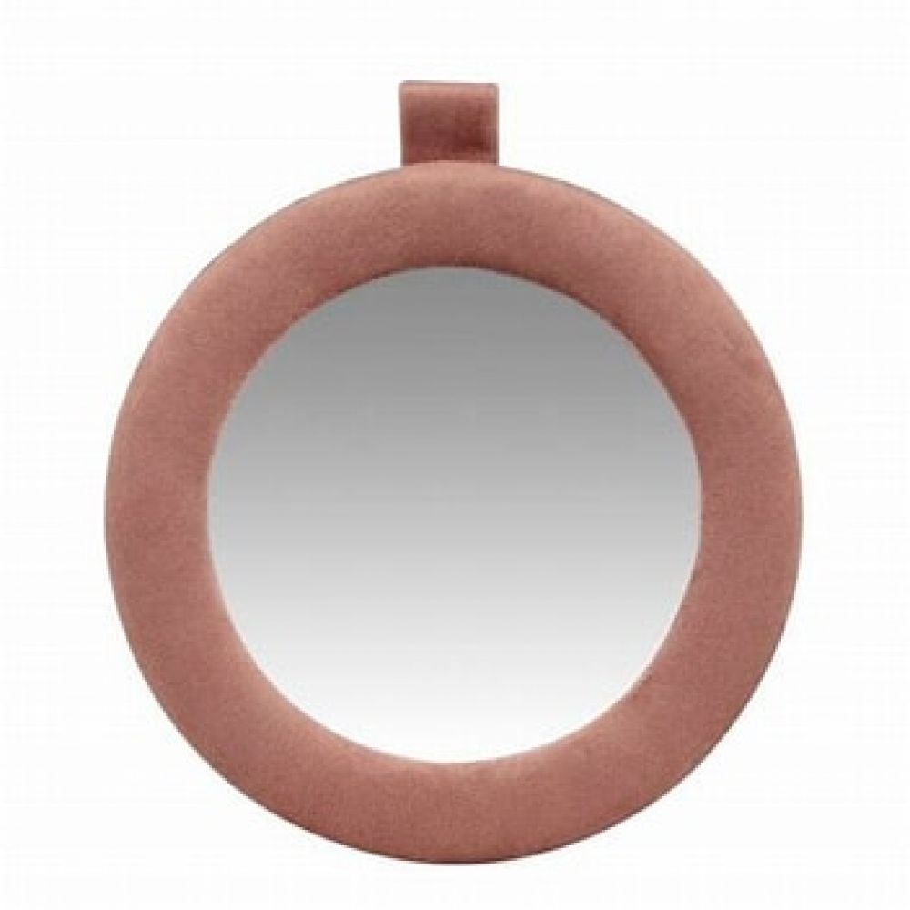 Une image pour le produit MAISONS DU MONDE Miroir Rond en Velours Rose 15x17