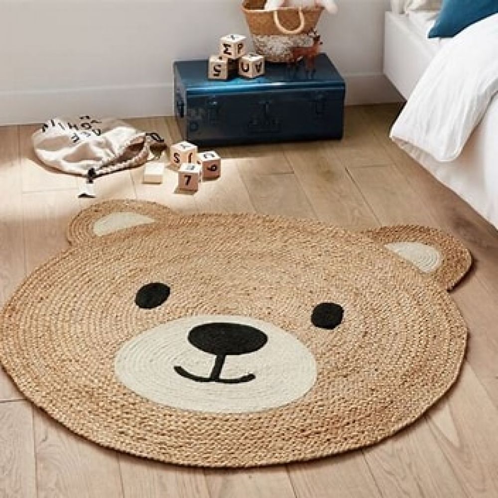 Une image pour le produit MAISONS DU MONDE Tapis Jute Tête d'Ourson D100cm