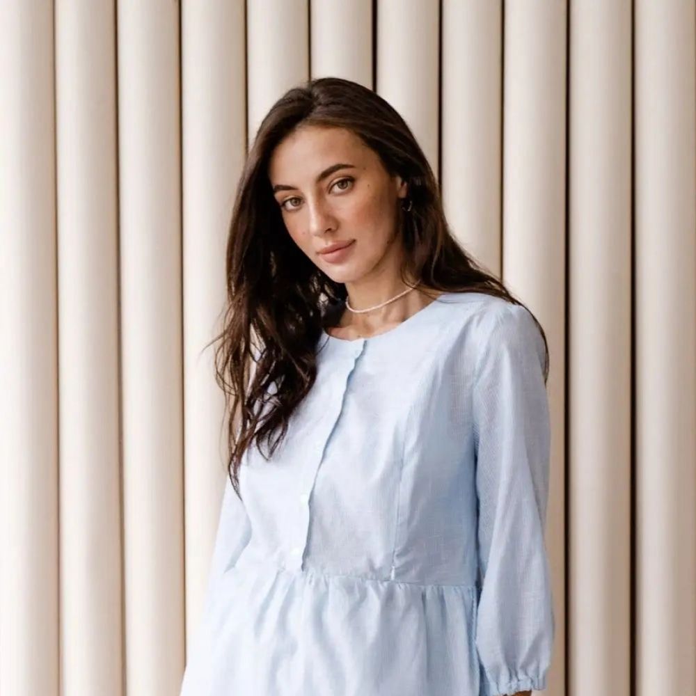 Une image pour le produit Blouse de Maternité en Coton à Coupe Ample (chemise) Grise