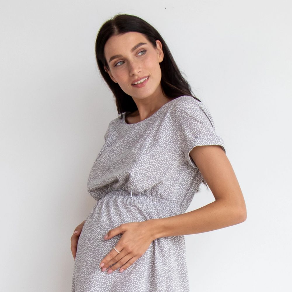 Une image pour le produit Robe de Maternité Impression Beige