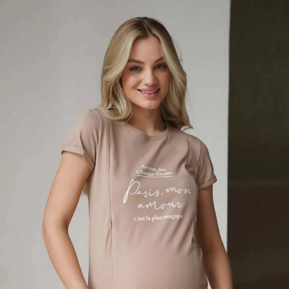 Une image pour le produit T-shirt de Maternité et D’allaitement Beige
