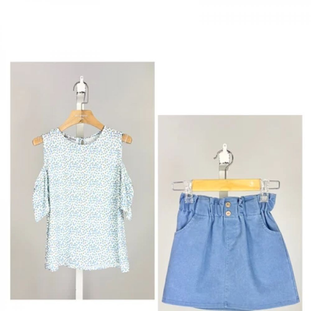 Une image pour le produit Ensemble Top avec Jupe ou Short en Jean 