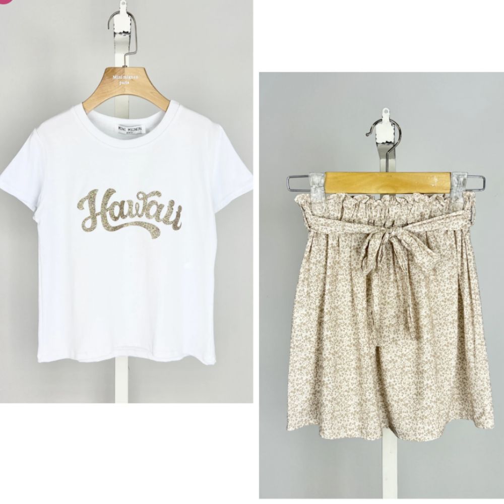 Une image pour le produit  Ensemble T-shirt en Coton et Jupe Fleurie pour Fille