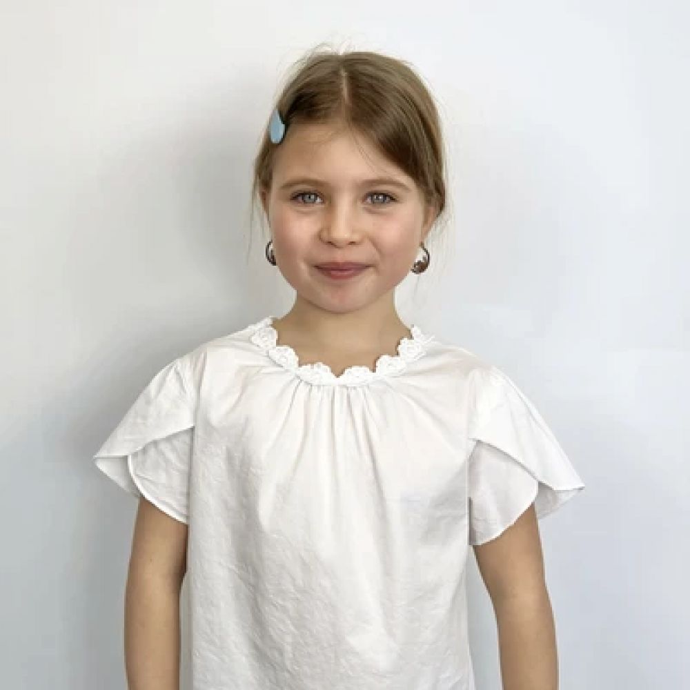 Une image pour le produit Top en Coton Blanc Inspiration Fleur pour Fille