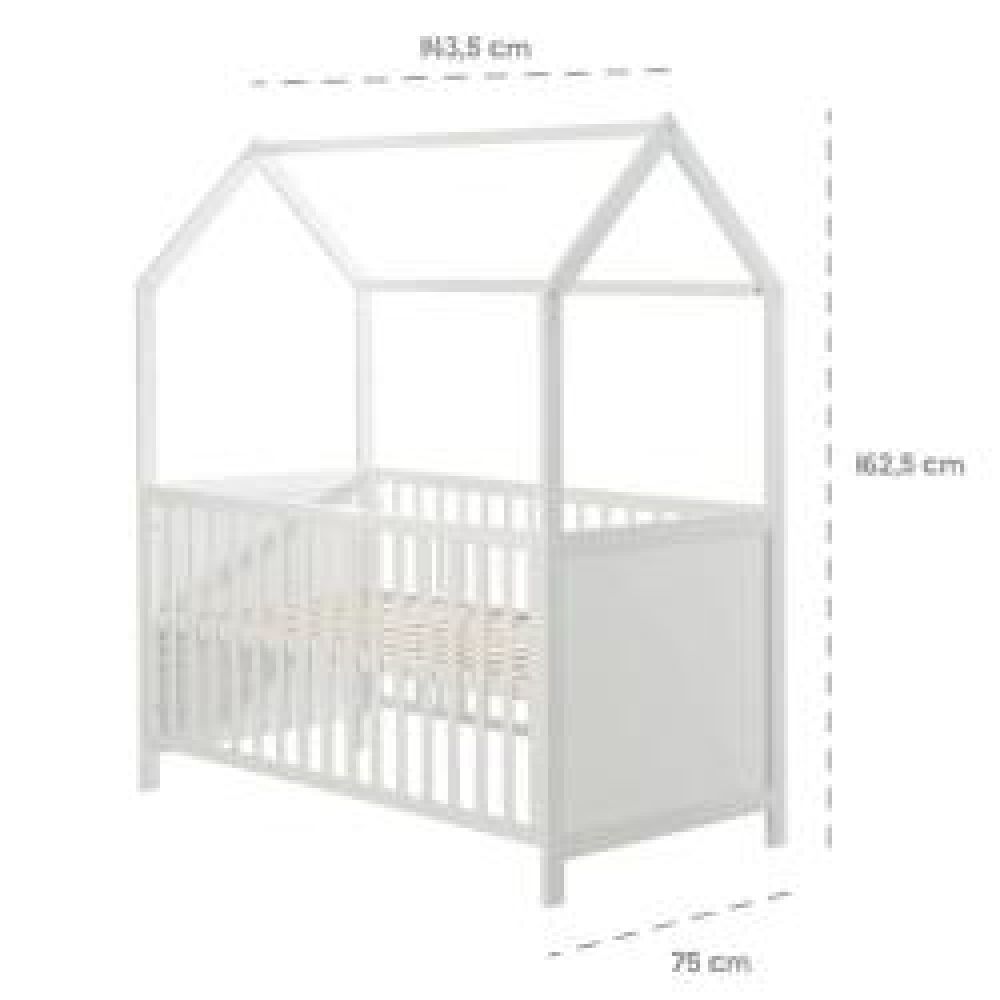Une image pour le produit 416 Lit ROBA House 70 x 140 cm, Blanc, Réglable en Hauteur dans 3 Directions
