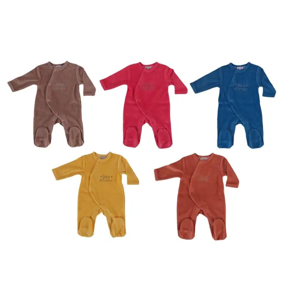 Une image pour le produit Pyjama Dors Bien Bébé 0/3 mois Velours "BEBE D AMOUR" Les Chatounets